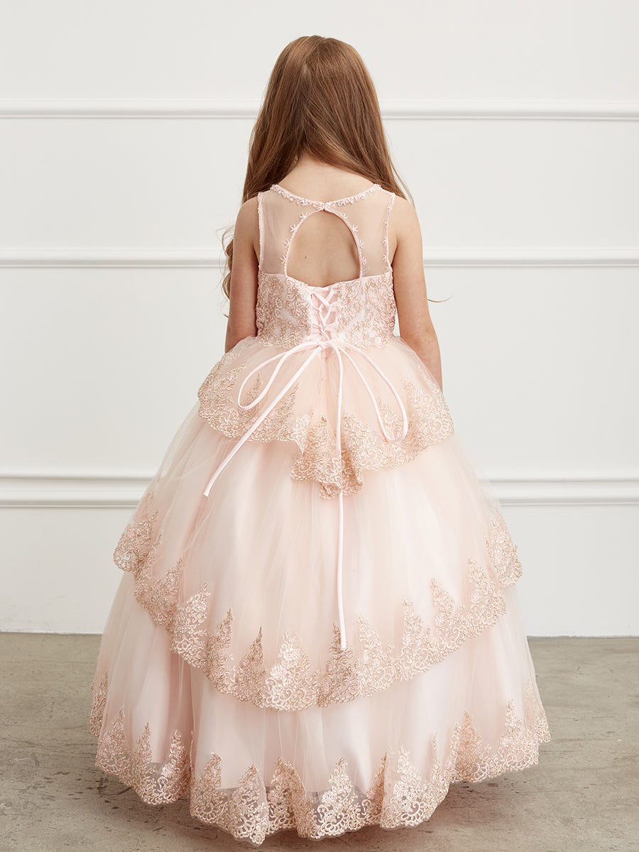 Girls Pageant Flower Girl Special Occasion Ruffle Dress With Lace