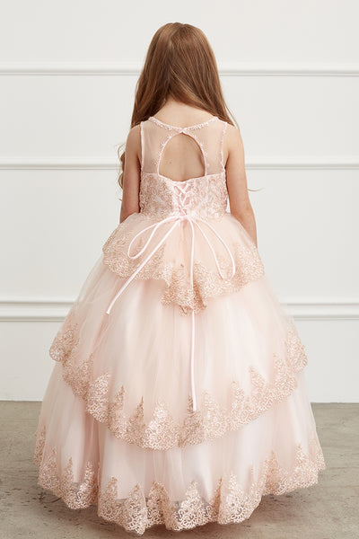 Girls Pageant Flower Girl Special Occasion Ruffle Dress With Lace