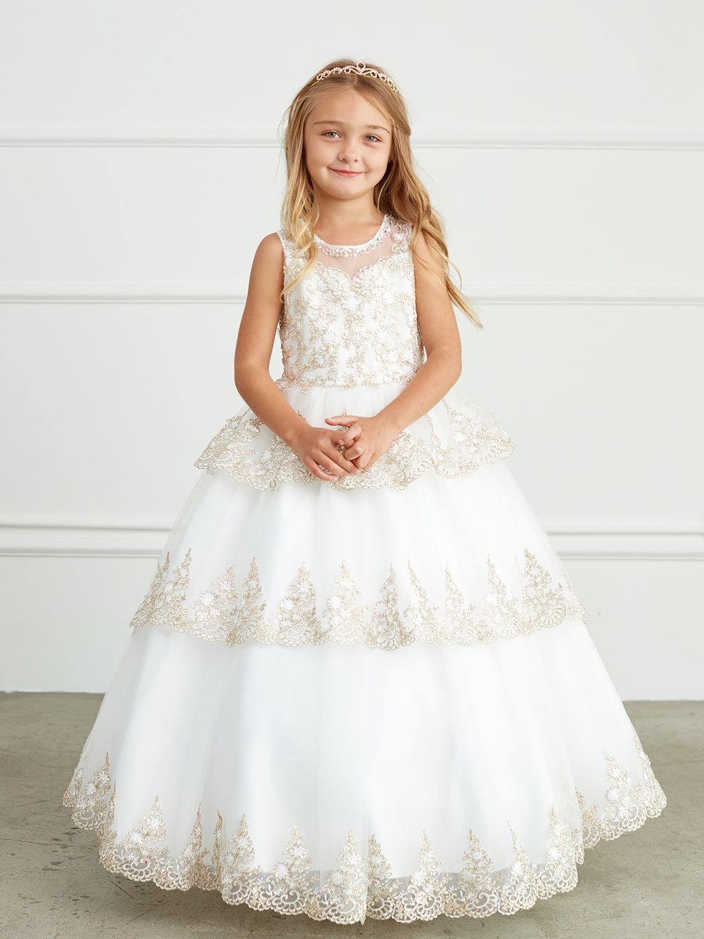 Girls Pageant Flower Girl Special Occasion Ruffle Dress With Lace