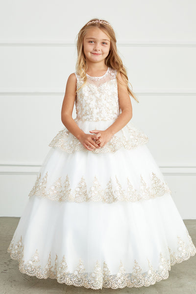 Girls Pageant Flower Girl Special Occasion Ruffle Dress With Lace