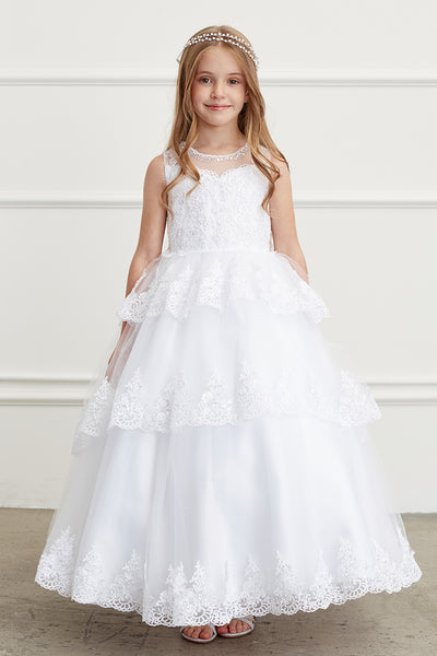 Girls Pageant Flower Girl Special Occasion Ruffle Dress With Lace