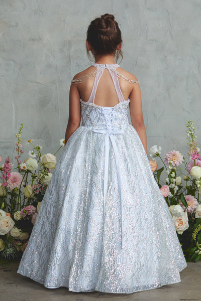 White Girls Glitter Tulle Pageant Dress | Special Occasion