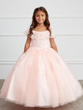 Off The Shoulder Communion Flower Girl Pageant Floral Lace Dress