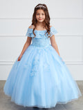 Off The Shoulder Communion Flower Girl Pageant Floral Lace Dress