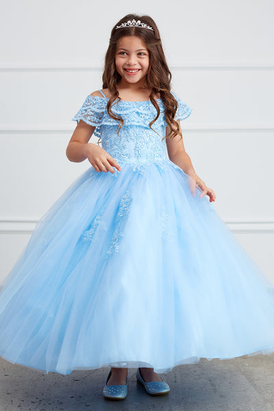 Off The Shoulder Communion Flower Girl Pageant Floral Lace Dress