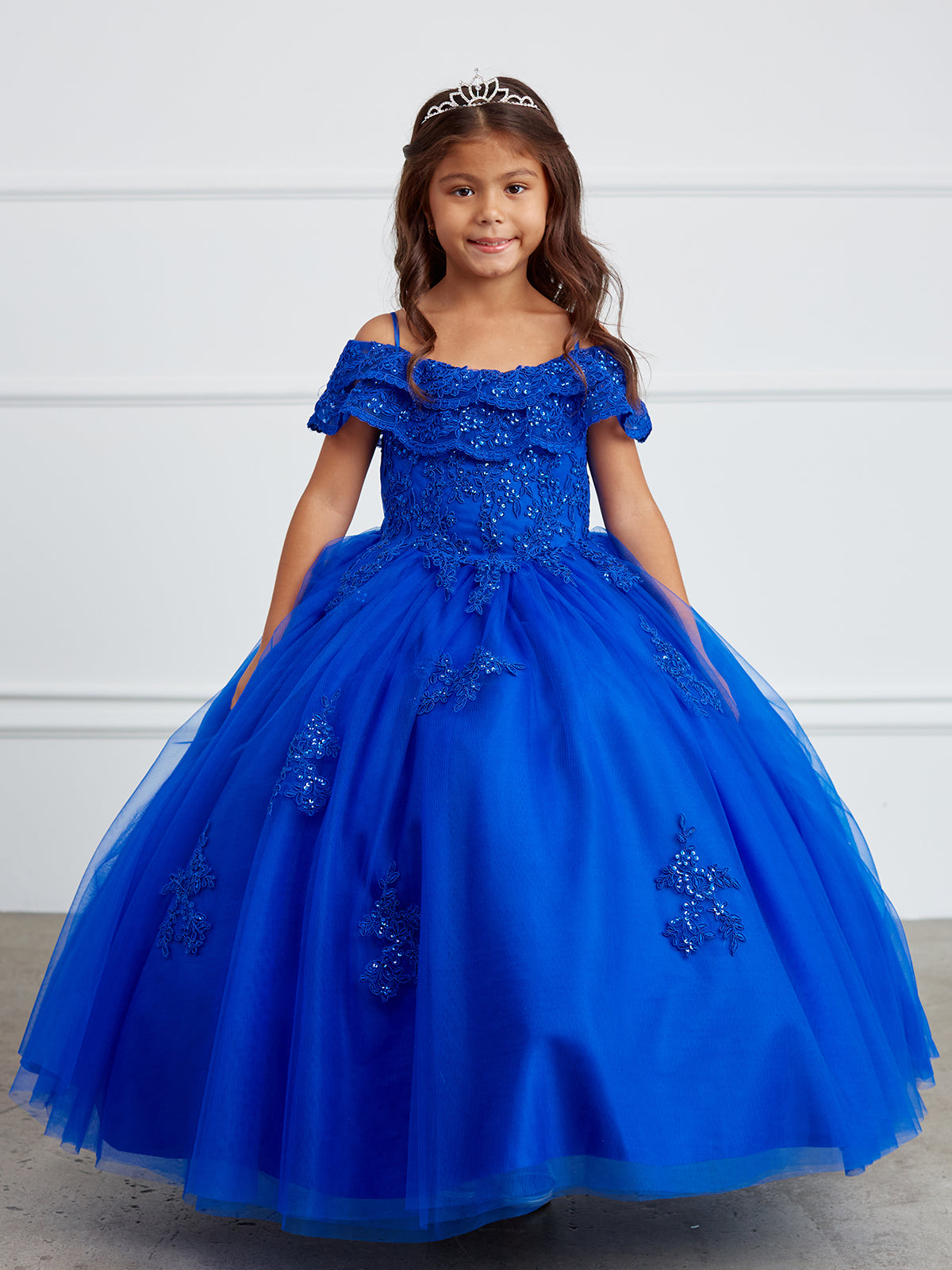 Off The Shoulder Communion Flower Girl Pageant Floral Lace Dress