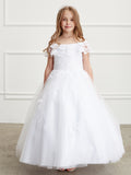 Off The Shoulder Communion Flower Girl Pageant Floral Lace Dress