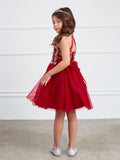 Girls Short Pageant Dress With Crystal Embellished Bodice Tulle Skirt