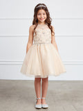 Girls Short Pageant Dress With Crystal Embellished Bodice Tulle Skirt