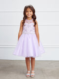 Girls Short Pageant Dress With Crystal Embellished Bodice Tulle Skirt