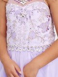 Girls Short Pageant Dress With Crystal Embellished Bodice Tulle Skirt