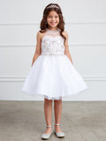 Girls Short Pageant Dress With Crystal Embellished Bodice Tulle Skirt