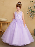 Girls Glitter Tulle Communion Flower Girl Pageant Dress 3D Floral Bodice