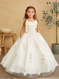 Girls 3D Floral Wedding Flower Girl Special Occasion Party Dress