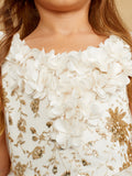 Girls 3D Floral Wedding Flower Girl Special Occasion Party Dress