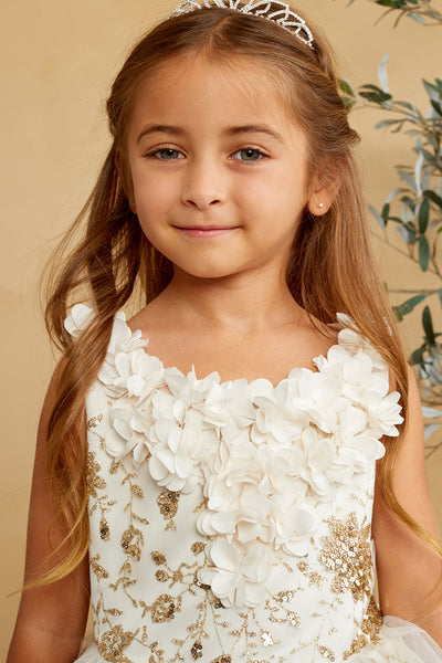 Girls 3D Floral Wedding Flower Girl Special Occasion Party Dress