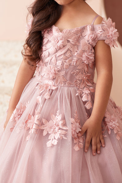 Isadora Girls Pageant Dress with 3D Flowers | Blush Kids
