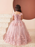 Isadora Girls Pageant Dress with 3D Flowers | Blush Kids