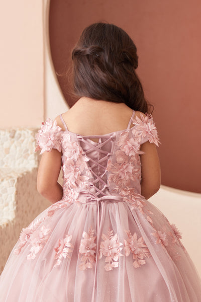 Isadora Girls Pageant Dress with 3D Flowers | Blush Kids