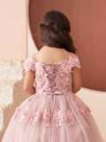 Isadora Girls Pageant Dress with 3D Flowers | Blush Kids