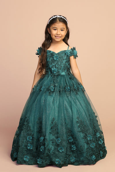 Isadora Girls Pageant Dress with 3D Flowers | Blush Kids