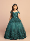 Isadora Girls Pageant Dress with 3D Flowers | Blush Kids