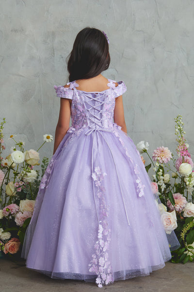 Girls Pageant Ball Gown | Lace & Glitter Tulle Dress
