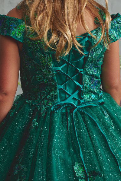 Girls Pageant Ball Gown | Lace & Glitter Tulle Dress