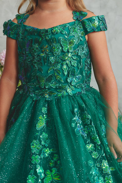 Girls Pageant Ball Gown | Lace & Glitter Tulle Dress
