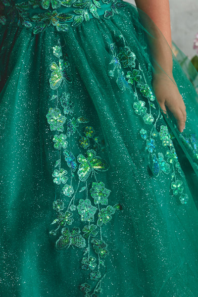 Girls Pageant Ball Gown | Lace & Glitter Tulle Dress
