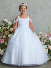 Girls Off Shoulder Pageant Dress Glitter Tulle Gown