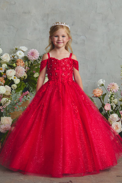 Girls Lace & Glitter Tulle Pageant Dress | Special Occasion