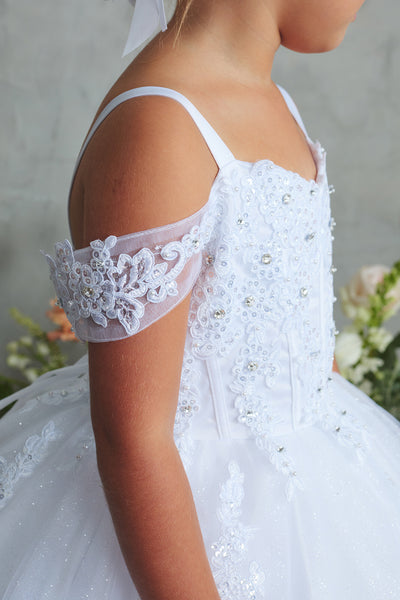Girls Lace & Glitter Tulle Pageant Dress | Special Occasion