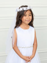 Girls Communion Maria Embroidered Veil White