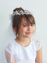 Communion Veil Crown Crystal Floral Headpiece