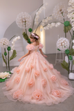 Blush Peach Girls Couture Pageant Gown | Rosalind Étoile