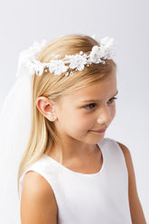 Communion Veil Floral Headpiece Pearl Crystal