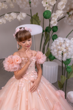 Blush Peach Girls Couture Pageant Gown | Rosalind Étoile