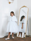 Girls Faux Fur Cape White Flower Girl Communion Wrap