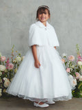 Girls Faux Fur Cape White Flower Girl Communion Wrap