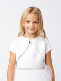 White Short Bolero For Girls | Flower Girl Satin Bolero