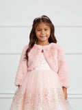 Girls White Faux Fur Jacket For First Communion Special Occasion Dress