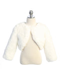 Girls Ivory Faux Fur Jacket For First Communion Special Occasion Dress
