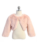 Girls Blush Faux Fur Jacket For First Communion Special Occasion Dress