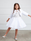 Girls White Faux Fur Jacket For First Communion Special Occasion Dress