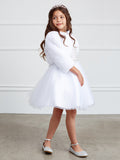 Girls White Faux Fur Jacket For First Communion Special Occasion Dress