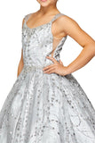 Kira Sparkling Sequin Ball Gown - Blush & Silver Elegance