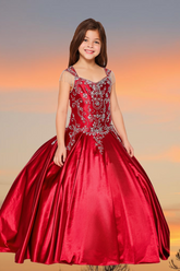 Amara Scarlet Satin Pageant Gown – Girls Special Occasion