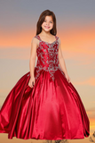 Amara Scarlet Satin Pageant Gown – Girls Special Occasion