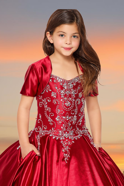 Amara Scarlet Satin Pageant Gown – Girls Special Occasion